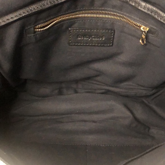 SEE BY CHLOE “COLLINS” Black Leather Saddlebag. Gold studs & leather tassels. - Picture 7 of 15